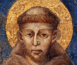 Cimabue: Sv. František z Assisi, patron Itálie; freska v horním kostele baziliky v Assisi / wikimedia